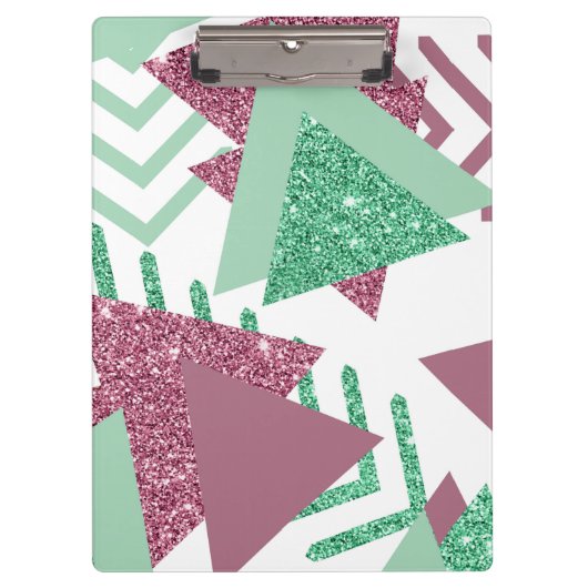 80s Vers Abstract | Roze en Groen Vormenpatroon Klembord (Voorkant)