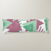 80s Vers Abstract | Roze en Groen Vormenpatroon Lichaamskussen (Achterkant)