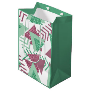 80s Vers Abstract   Roze en Groen Vormenpatroon Medium Cadeauzakje