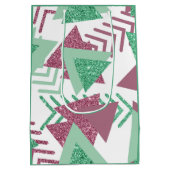 80s Vers Abstract | Roze en Groen Vormenpatroon Medium Cadeauzakje (Achterkant)