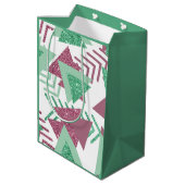 80s Vers Abstract | Roze en Groen Vormenpatroon Medium Cadeauzakje (Achterkant Gekanteld)