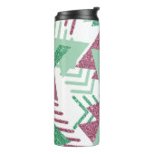 80s Vers Abstract | Roze en Groen Vormenpatroon Thermosbeker (Gedraaid links)