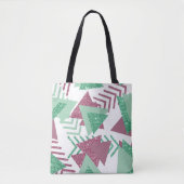 80s Vers Abstract | Roze en Groen Vormenpatroon Tote Bag (Voorkant)