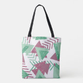 80s Vers Abstract | Roze en Groen Vormenpatroon Tote Bag (Achterkant)