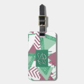 80s Vers Abstract | Roze en Groene Vorm Monogram Bagagelabel (Voorkant verticaal)