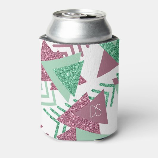 80s Vers Abstract | Roze en Groene Vorm Monogram Blikjeskoeler (Blikje Achterkant)