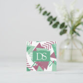 80s Vers Abstract | Roze en Groene Vorm Monogram Contactkaartje (Staand voorkant)