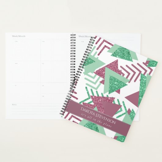 80s Vers Abstract | Roze en Groene Vormen Douane Planner (Display)