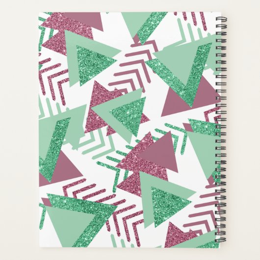 80s Vers Abstract | Roze en Groene Vormen Douane Planner (Achterkant)