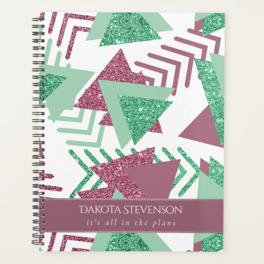 80s Vers Abstract | Roze en Groene Vormen Douane Planner (Voorkant)
