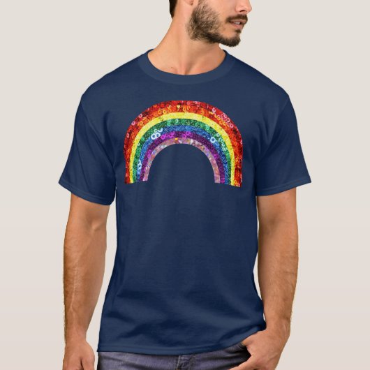 80's Vibe Rainbow Retro Sequin T-shirt (Voorkant)