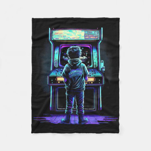 80s videogame Retro Arcade 3 Fleece Deken (Voorkant)