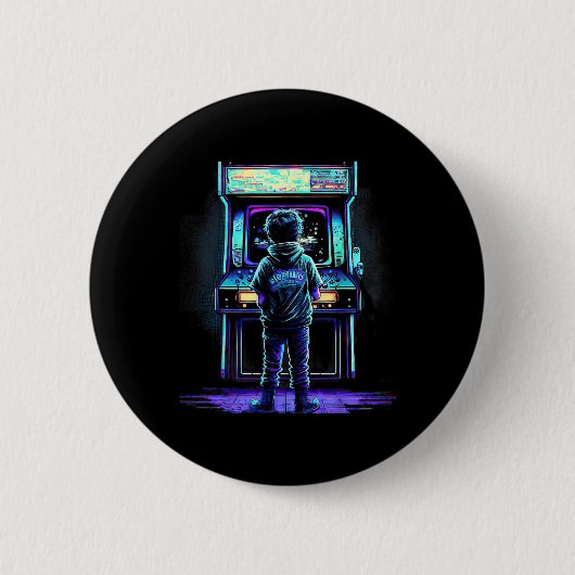 80s videogame Retro Arcade 3 Ronde Button 5,7 Cm (Voorkant)