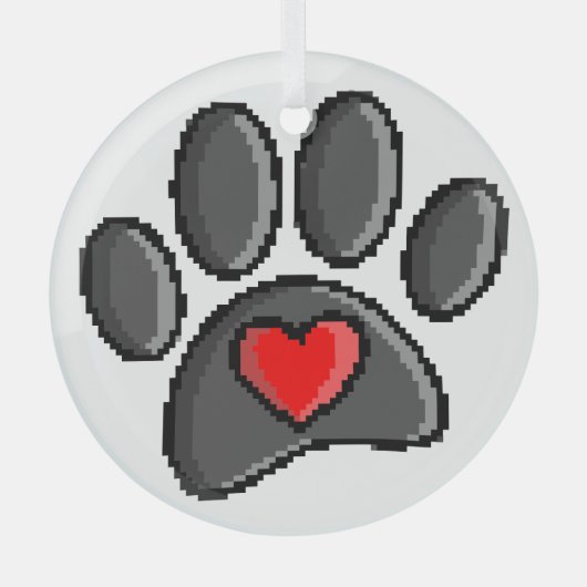 80s videospel 8-bits Pixel Art Dog Paw Patch Glas Ornament (Voorkant)