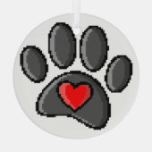 80s videospel 8-bits Pixel Art Dog Paw Patch Glas Ornament (Achterkant)