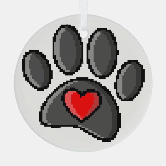 80s videospel 8-bits Pixel Art Dog Paw Patch Glas Ornament (Achterkant)