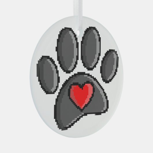 80s videospel 8-bits Pixel Art Dog Paw Patch Glas Ornament (Voorkant Rechts)