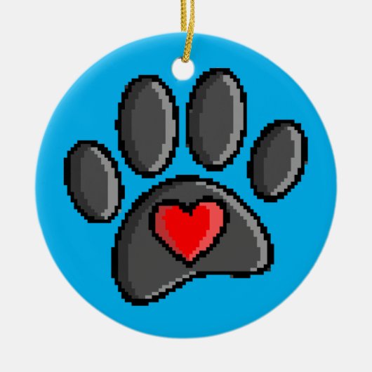 80s videospel 8-bits Pixel Art Dog Paw Patch Keramisch Ornament (Voorkant)