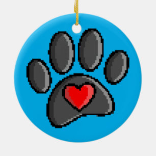 80s videospel 8-bits Pixel Art Dog Paw Patch Keramisch Ornament