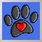 80s videospel 8-bits Pixel Art Dog Paw Print (Voorkant)