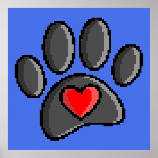 80s videospel 8-bits Pixel Art Dog Paw Print (Voorkant)