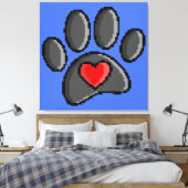 80s videospel 8-bits Pixel Art Dog Paw Print (Insitu (Slaapkamer))