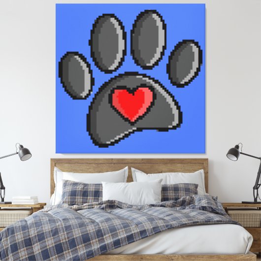 80s videospel 8-bits Pixel Art Dog Paw Print (Insitu (Slaapkamer))