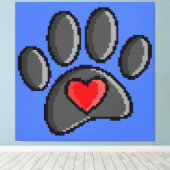 80s videospel 8-bits Pixel Art Dog Paw Print (Insitu (Houten vloer))