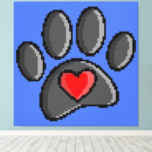 80s videospel 8-bits Pixel Art Dog Paw Print (Insitu (Houten vloer))