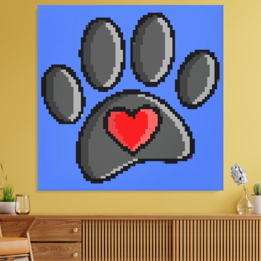 80s videospel 8-bits Pixel Art Dog Paw Print (Insitu (Woonkamer))
