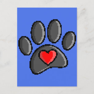 80s videospel 8-bits Pixel Art Dog Paw Print Briefkaart