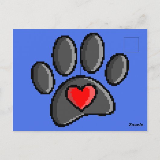 80s videospel 8-bits Pixel Art Dog Paw Print Briefkaart (Achterkant)