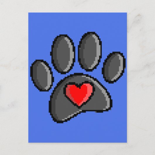 80s videospel 8-bits Pixel Art Dog Paw Print Briefkaart (Voorkant)