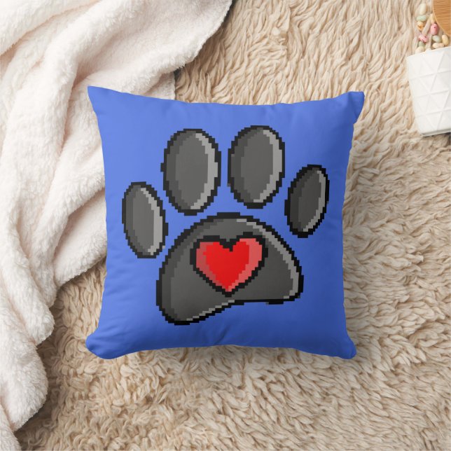 80s videospel 8-bits Pixel Art Dog Paw Print Kussen (Deken)