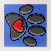 80s videospel 8-bits Pixel Art Dog Paw Print Legpuzzel (Horizontaal)