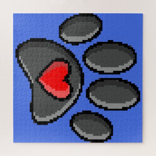 80s videospel 8-bits Pixel Art Dog Paw Print Legpuzzel (Horizontaal)
