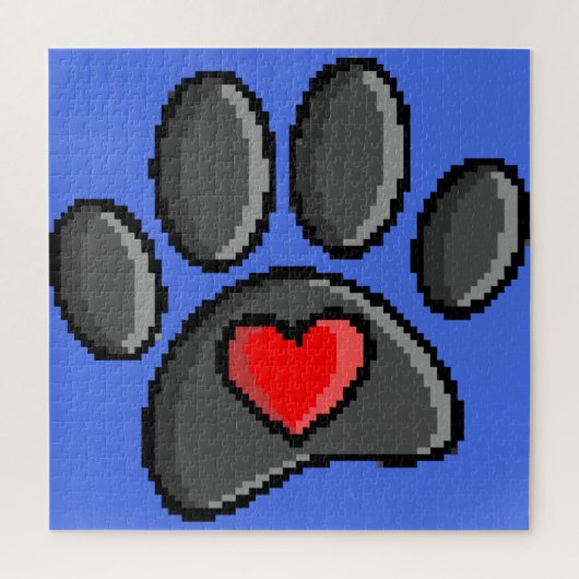 80s videospel 8-bits Pixel Art Dog Paw Print Legpuzzel (Verticaal)