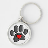80s videospel 8-bits Pixel Art Dog Paw Print Sleutelhanger (Voorkant)
