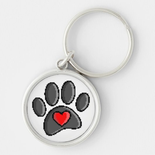 80s videospel 8-bits Pixel Art Dog Paw Print Sleutelhanger (Voorkant)