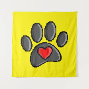 80s videospel 8-bits Pixel Art Dog Paw Print Wandkleed