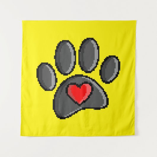 80s videospel 8-bits Pixel Art Dog Paw Print Wandkleed (Voorkant)