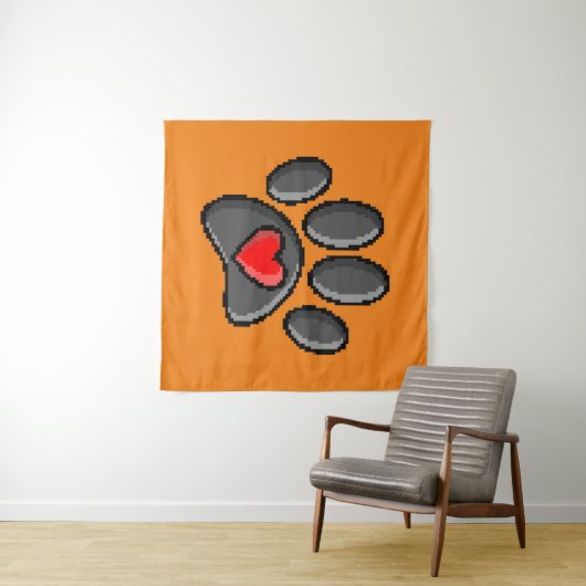 80s videospel 8-bits Pixel Art Dog Paw Print Wandkleed (In Situ (horizontaal))