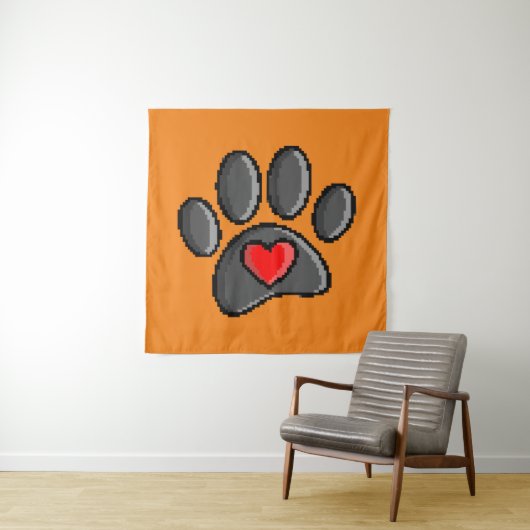80s videospel 8-bits Pixel Art Dog Paw Print Wandkleed (In situ)