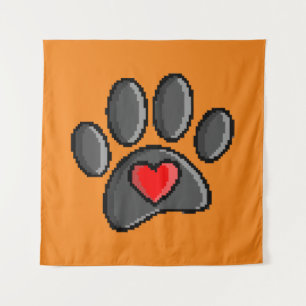 80s videospel 8-bits Pixel Art Dog Paw Print Wandkleed