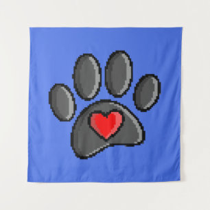 80s videospel 8-bits Pixel Art Dog Paw Print Wandkleed