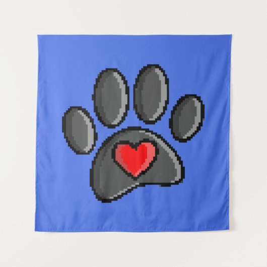 80s videospel 8-bits Pixel Art Dog Paw Print Wandkleed (Voorkant)