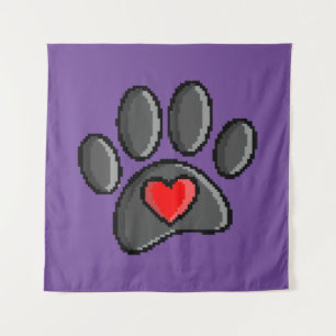 80s videospel 8-bits Pixel Art Dog Paw Print Wandkleed