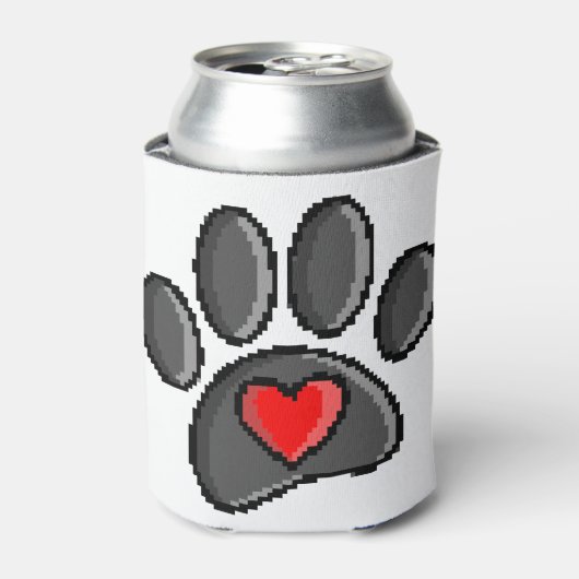 80s videospel met 8 bits pixels Art Dog Paw Blikjeskoeler (Blikje Voorkant)