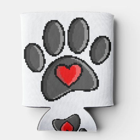 80s videospel met 8 bits pixels Art Dog Paw Blikjeskoeler (Achterkant)