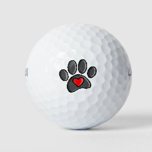 80s videospel met 8 bits pixels Art Dog Paw Golfballen (Voorkant)